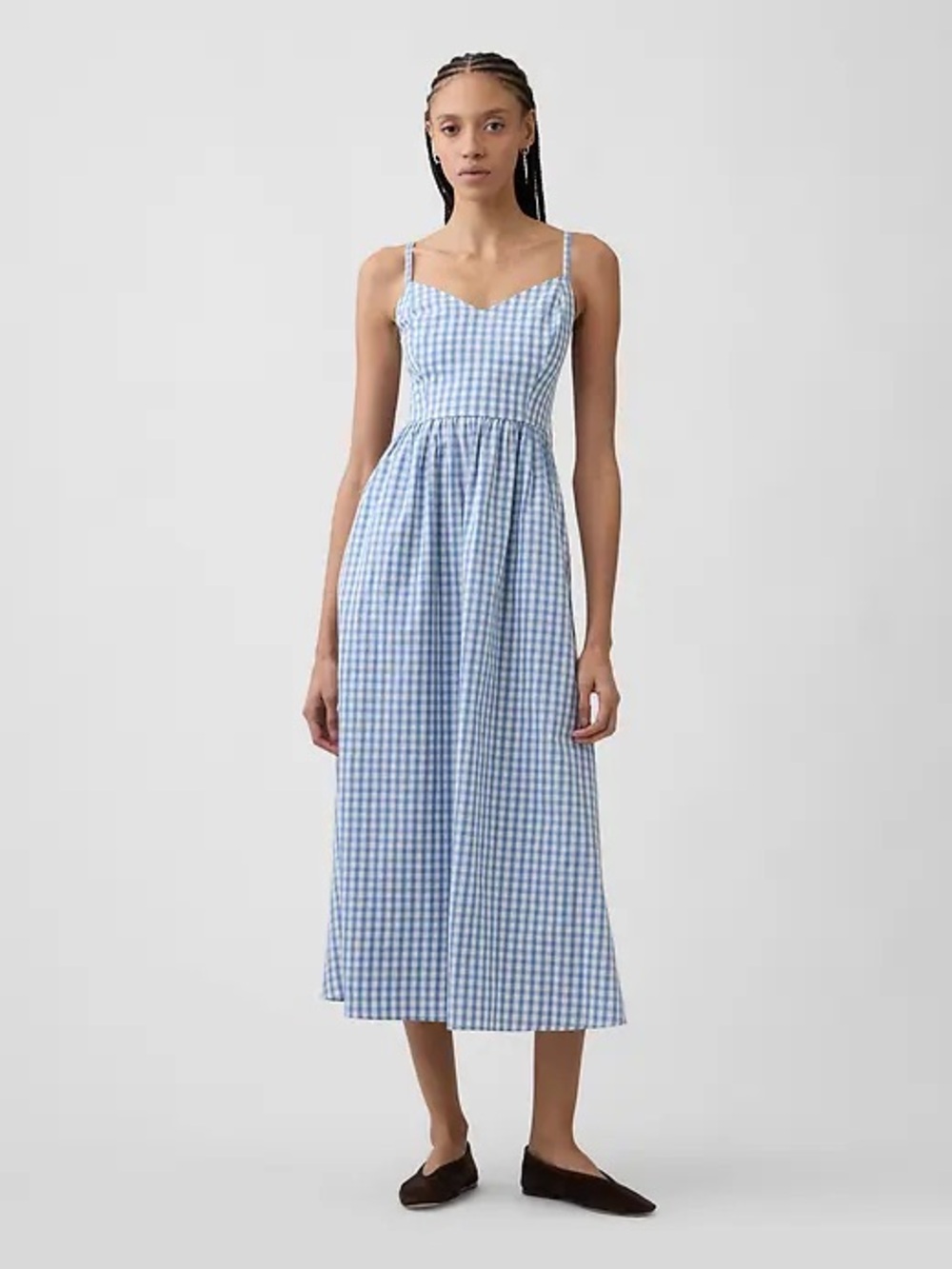 LIKE NEW.. GAP Sweetheart Maxi Dress Spring Blue Gingham, women's size XL TG